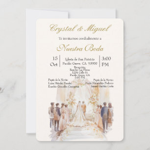 Ceremony beige wedding  invitation