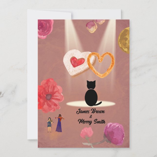 Ceremony of Love Black Cat Registrar wedding Invitation (Front)