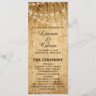 Ceremony Program for country wedding with lights Programme