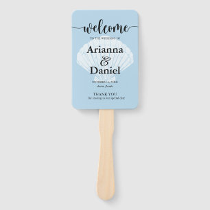 Ceremony Program Hand Fan Beach Seashell