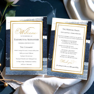 Ceremony Programs   Navy Blue Wedding Abstract Invitation