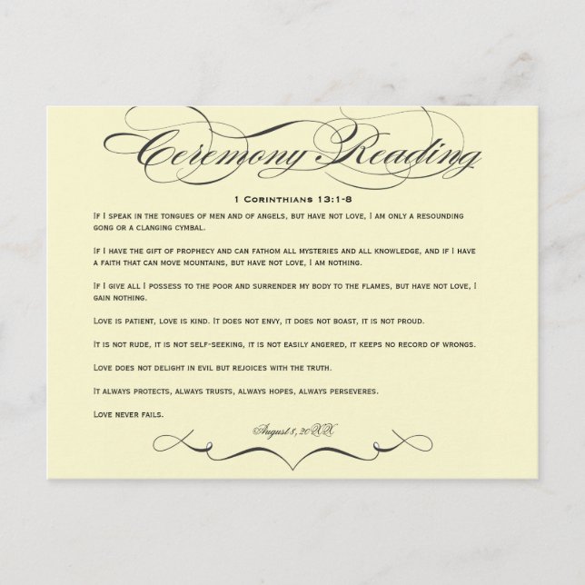 Ceremony Reading Postcard (Front)