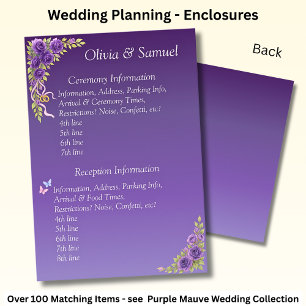 Ceremony & Reception Venues info - Purple Mauve Enclosure Card
