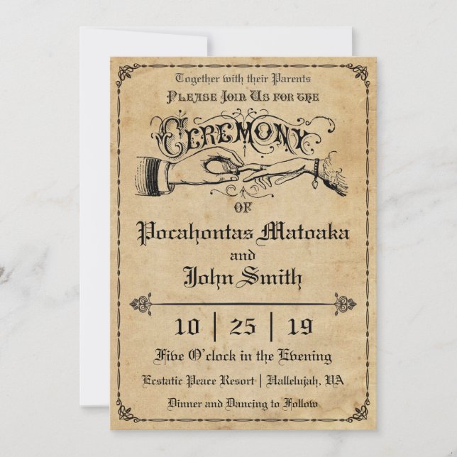 Ceremony Rustic Vintage Wedding Invitation (Front)