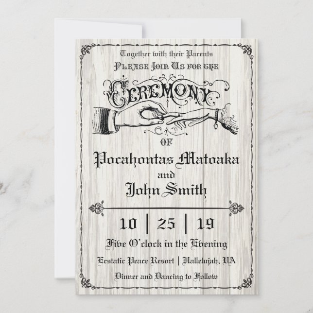 Ceremony Rustic Vintage Wedding Invitation II (Front)