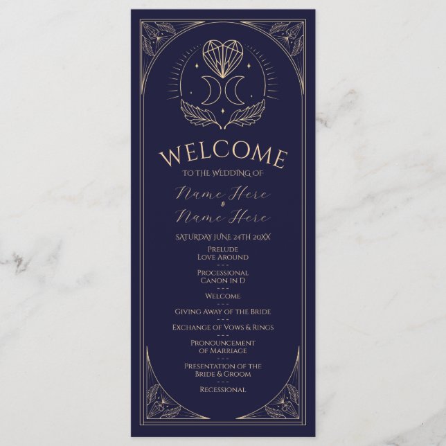 Ceremony Wedding Party Cards Tarot Programme Stars (Front)