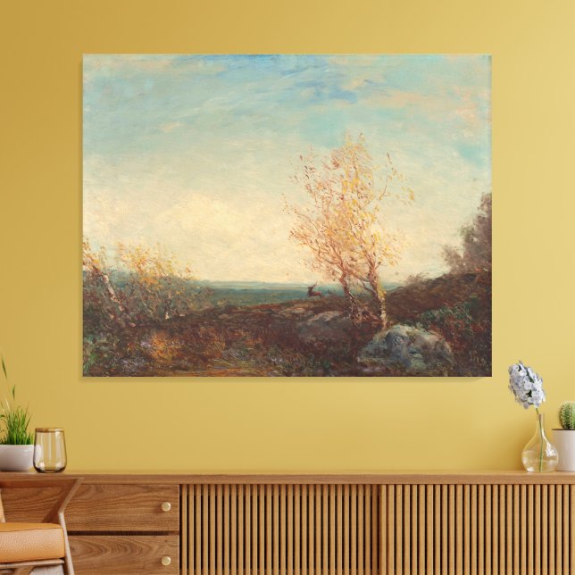 Cerf Dans La Forêt De Fontainebleau Félix Ziem Canvas Print (Insitu(LivingRoom))
