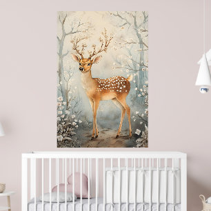 cerf majestueux dans un paysage hivernal serein.  poster