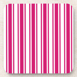 Cerise and white candy stripes coaster