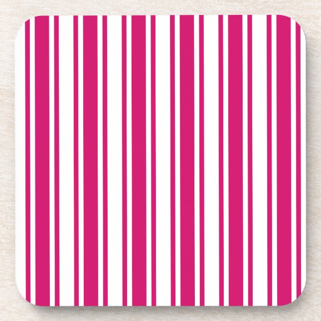 Cerise and white candy stripes coaster (Front)