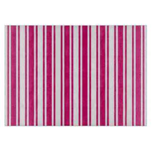 Cerise and white candy stripes cutting board