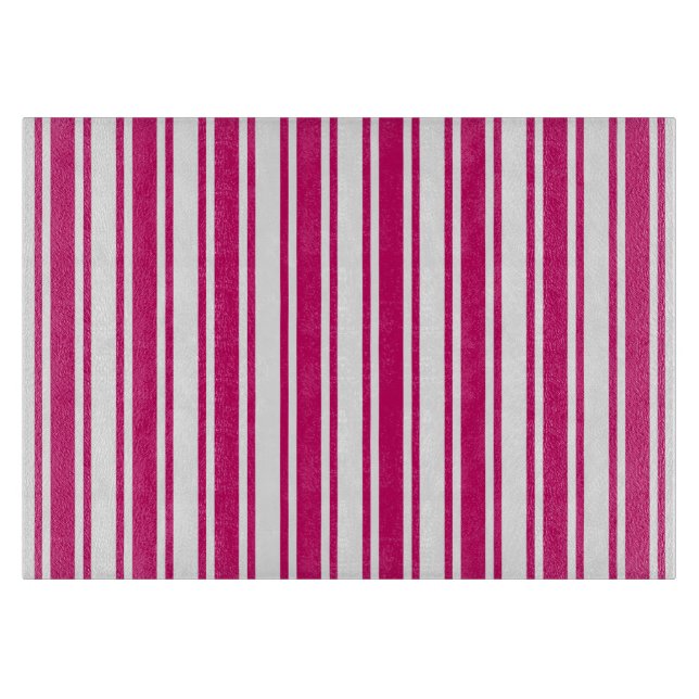Cerise and white candy stripes cutting board (Front)