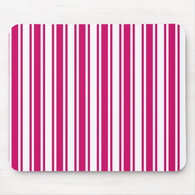 Cerise and white candy stripes mouse mat (Front)