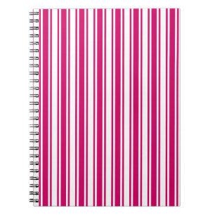 Cerise and white candy stripes notebook