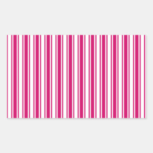 Cerise and white candy stripes rectangular sticker
