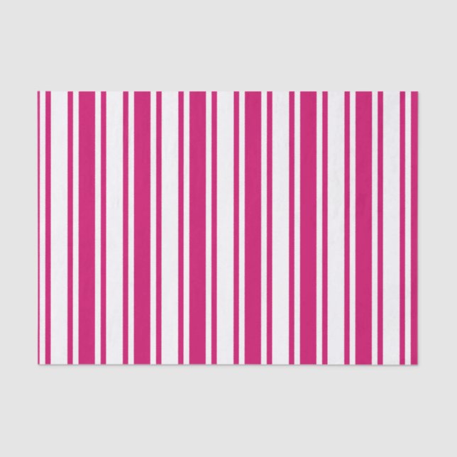 Cerise and white candy stripes tissue paper (Front)