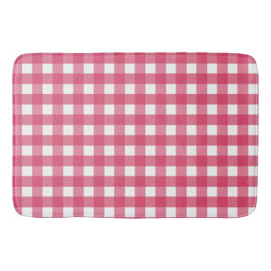 Cerise gingham bath mat