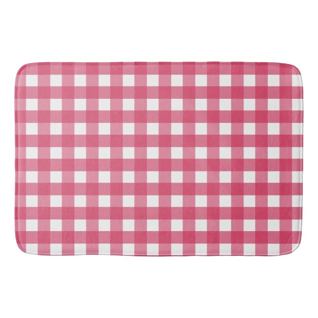 Cerise gingham bath mat (Front)