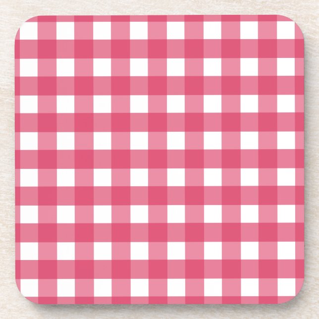 Cerise gingham coaster (Front)