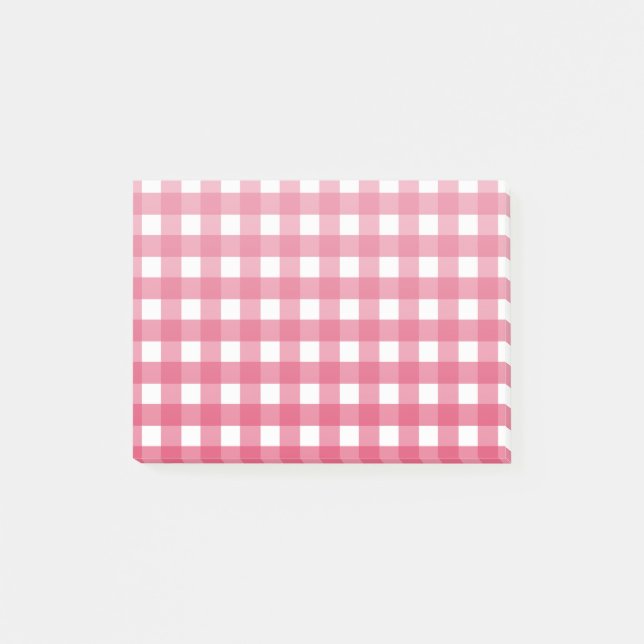 Cerise gingham post-it notes (Front)