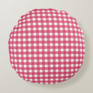 Cerise gingham round cushion