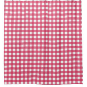 Cerise gingham shower curtain