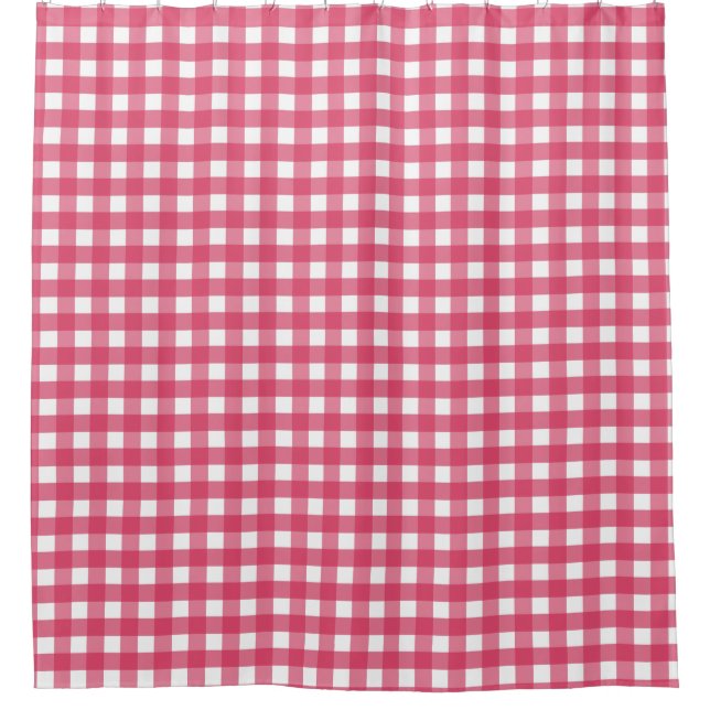 Cerise gingham shower curtain (Front)