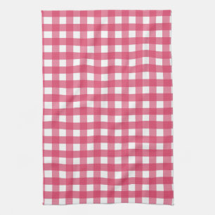 Cerise gingham tea towel