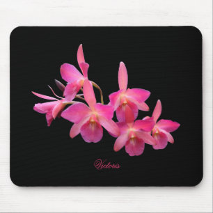 Cerise, Hot Pink, Red, Orchids Black Mouse Pad
