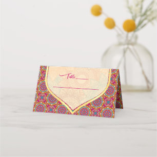 Cerise mandala rangoli mehndi table place cards
