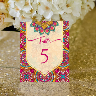 Cerise mandala rangoli table numbers