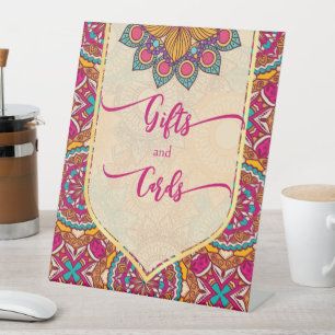 Cerise mandala rangoli table sign