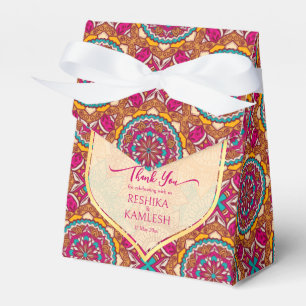 Cerise mandala rangoli wedding personalised name favour box