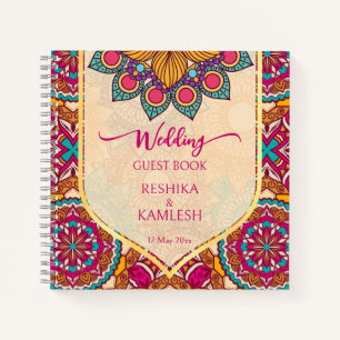 Cerise mandala rangoli wedding personalised name n notebook