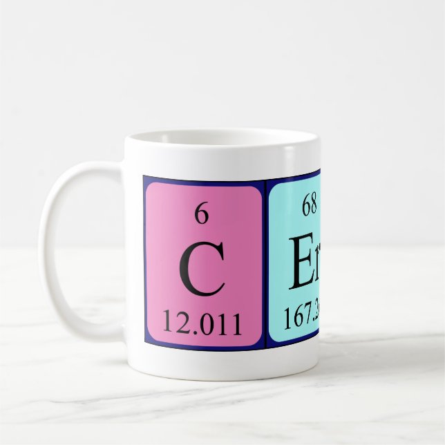 Cerise periodic table name mug (Left)