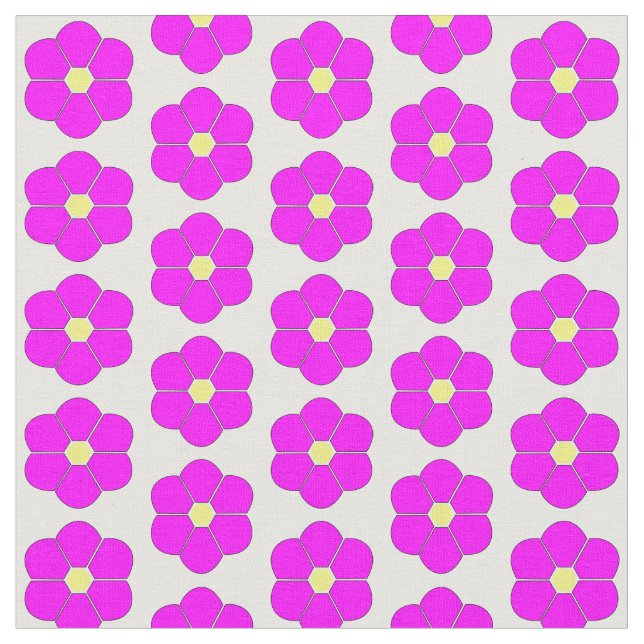 Cerise Pink Flowers Design Fabric (Close Up)