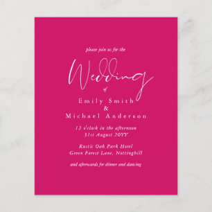 Cerise Pink Script Typography Budget Wedding
