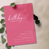 Cerise Pink | Simple Modern Typography Birthday