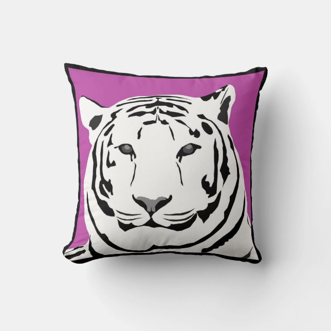 Cerise Pink Tiger Throw Cushion (Front)
