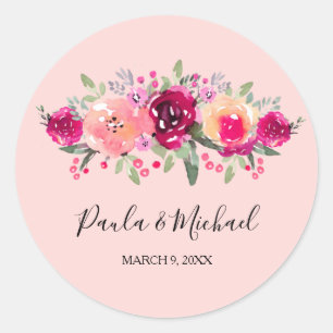 Cerise Watercolor Floral Sticker