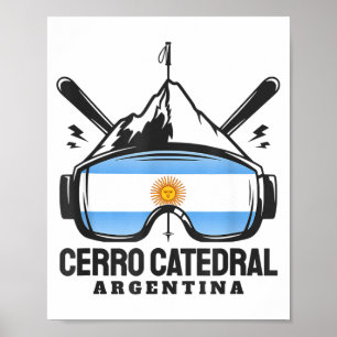 Cerro catedral argentina ski resort retro skiing poster