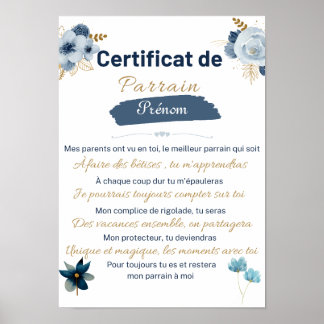 certificat de Parrain Poster
