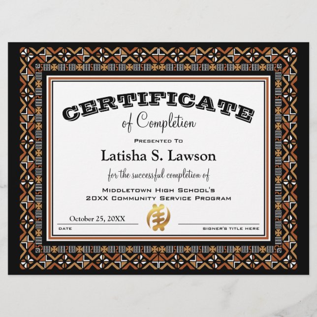 Certificate African Colour Mud Cloth CMC1 Border (Front)