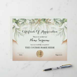 Certificate Appreciation Award