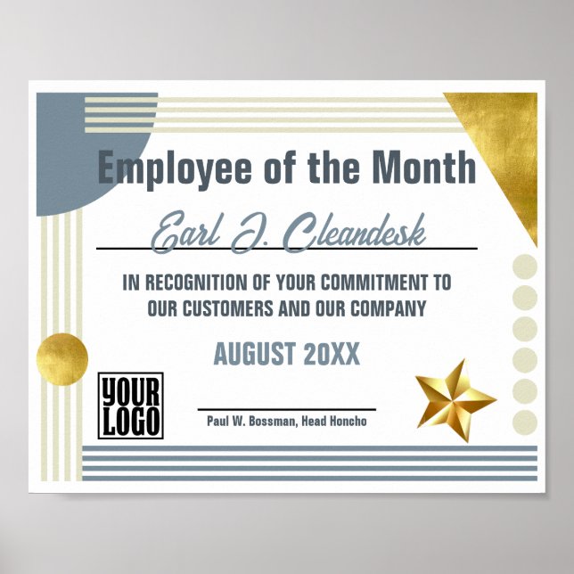 Certificate employee of the month or download poster (Front)