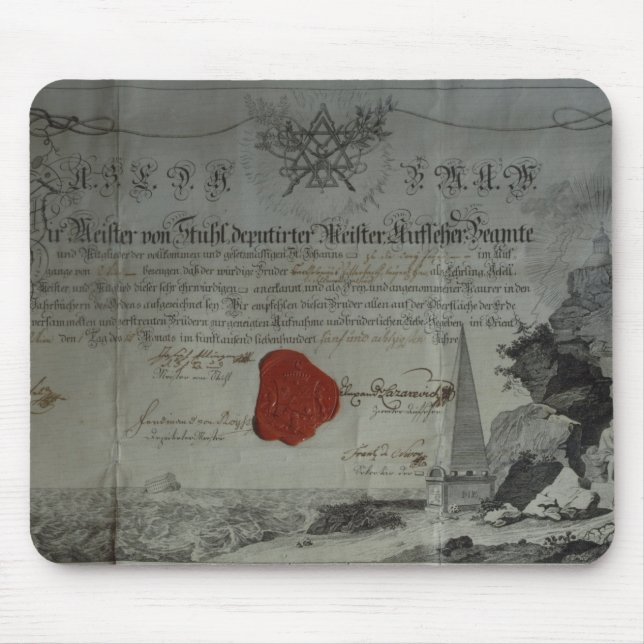 Certificate issued by the Worshipful Master Mouse Mat (Front)