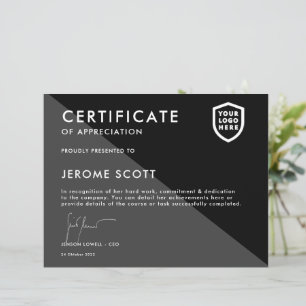 Certificate   Modern Business Logo Award Template