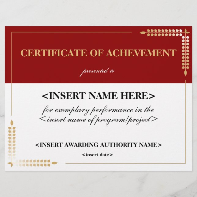 Certificate of Achievement (Front)