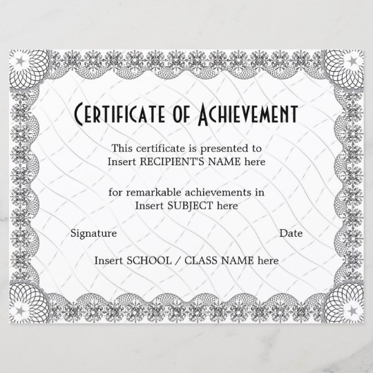 Certificate of Achievement School College Award Poster | Zazzle.co.uk