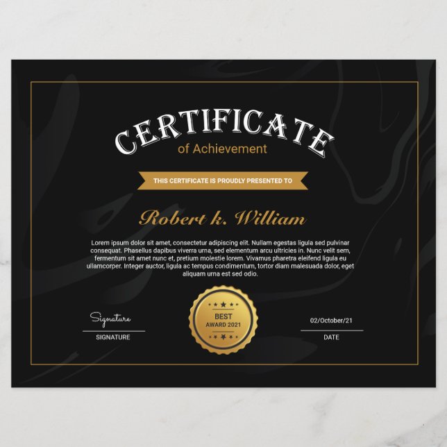 Certificate Of Achievement (Front)